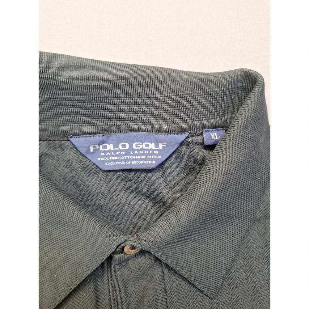 Polo Golf Ralph Lauren Shirt Mens XL Black Herringbone Preppy  County Club Pony‎